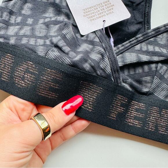 NEW SAVAGE X FENTY Black Grey Metallic Forever Savage Logo Bralette Bra Top XS - Picture 7 of 10